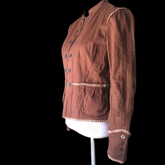 Fitted Military-style Jacket cream crochet trim - Picture 2 of 3